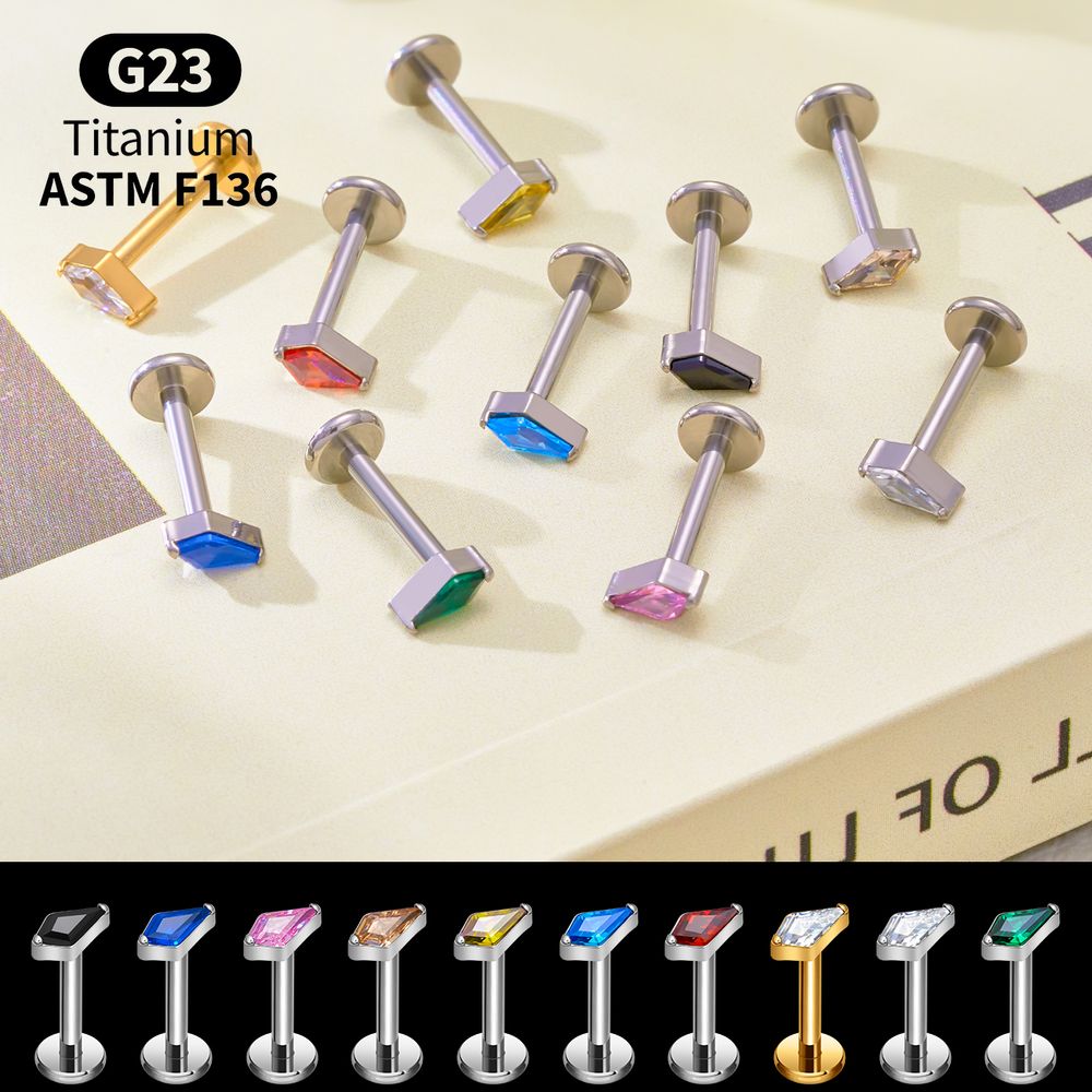 チタン製カイトCZ内ネジラブレットスタッドセット ヘリックス - Body Jewelry Vertical Labret のレビューと価格