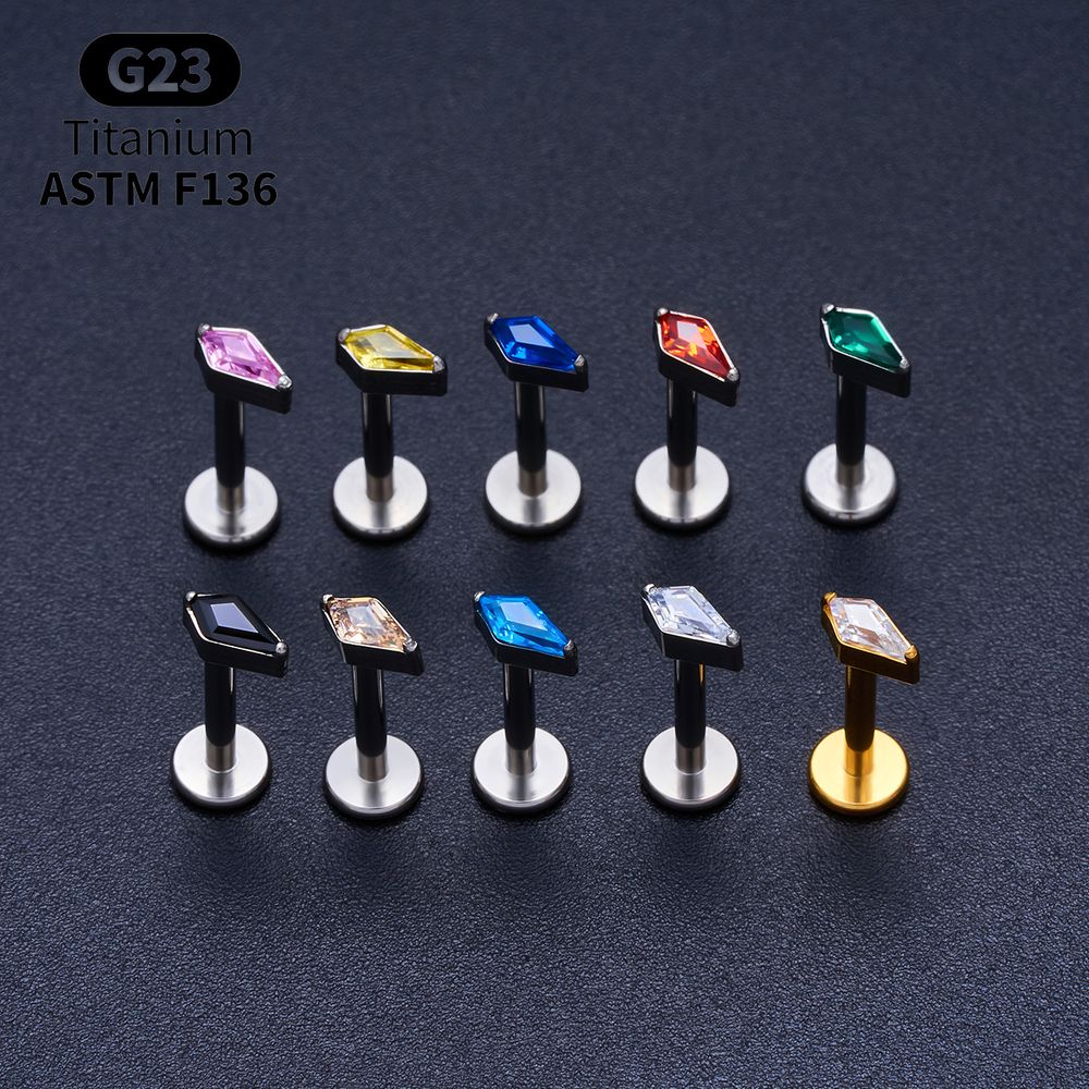 チタン製カイトCZ内ネジラブレットスタッドセット ヘリックス - Body Jewelry Vertical Labret のレビューと価格