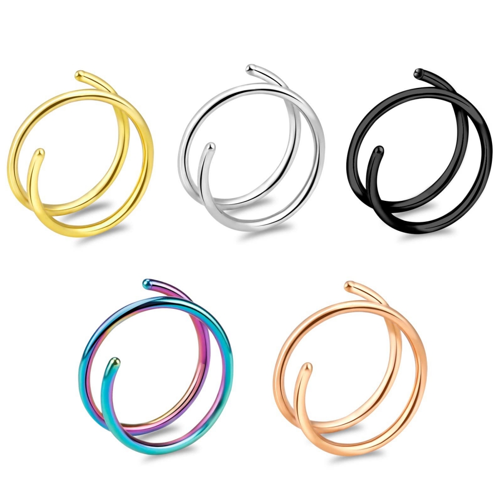 1PC ステンレス鋼 316 ダブルスパイラルまたは二重層ノ - Body Jewelry Lip Ring のレビューと価格