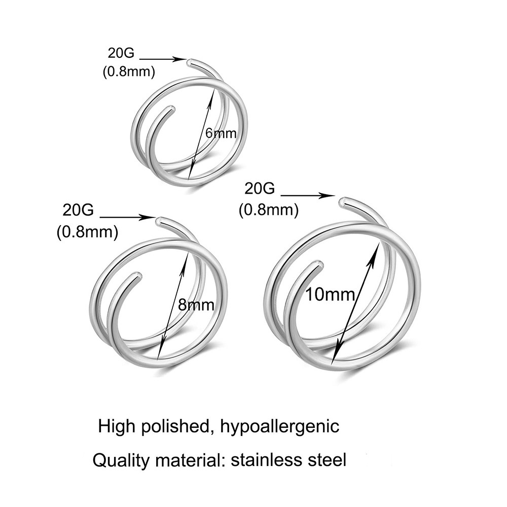 1PC ステンレス鋼 316 ダブルスパイラルまたは二重層ノ - Body Jewelry Lip Ring のレビューと価格