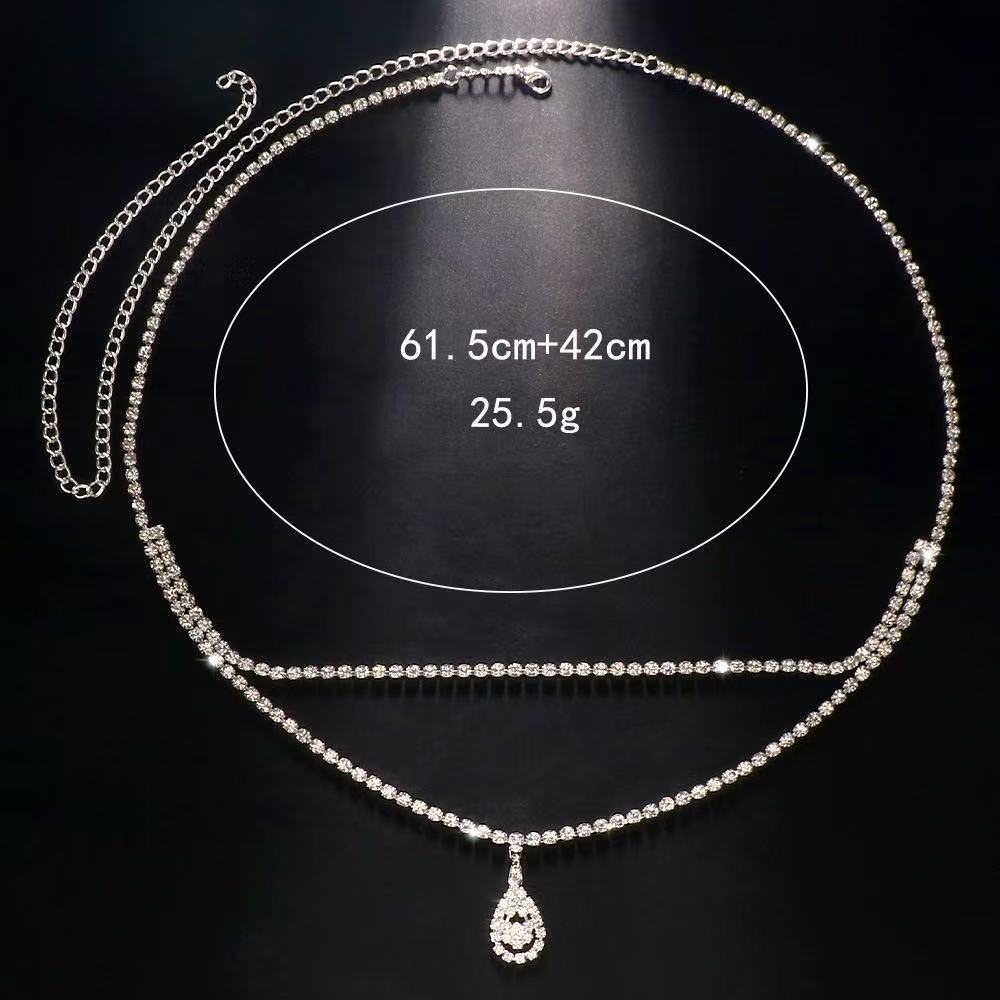 高級ラインストーンダブルチェーン水滴型ウエストチェーンボディ - Body Jewelry Art のレビューと価格