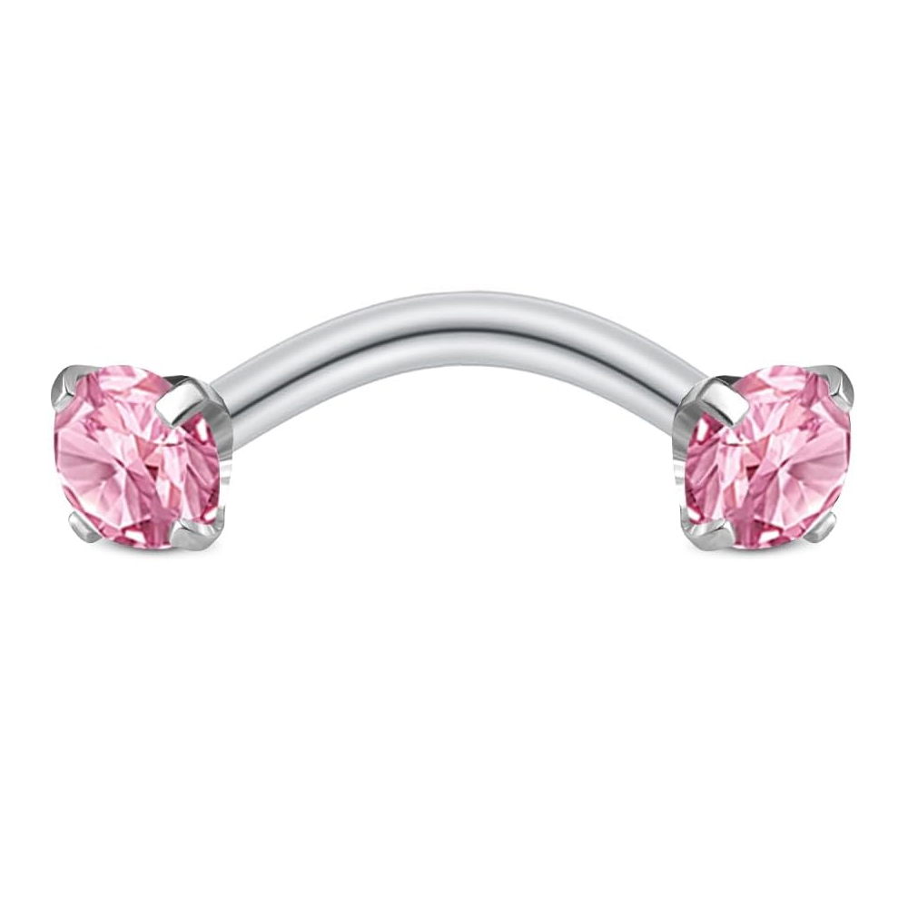 女性用ルークイヤリング ピンクパープルジルコン アイブロウリ - Rook Curved Barbell のレビューと価格