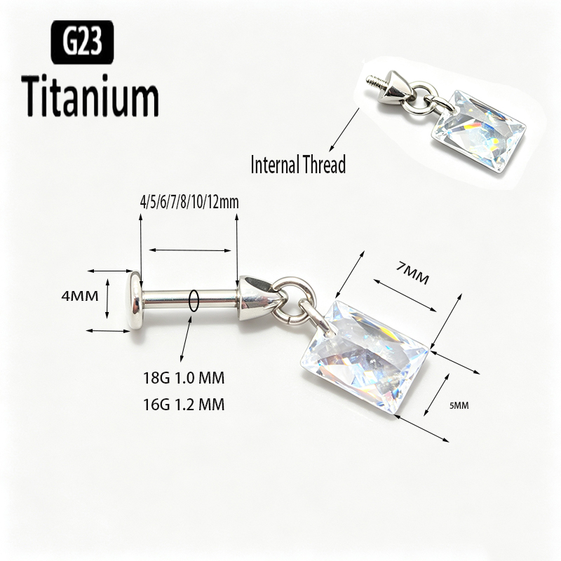 G23チタン製ピアス バーチカルインターナルスレッドスタッド - Body Jewelry Vertical Labret のレビューと価格