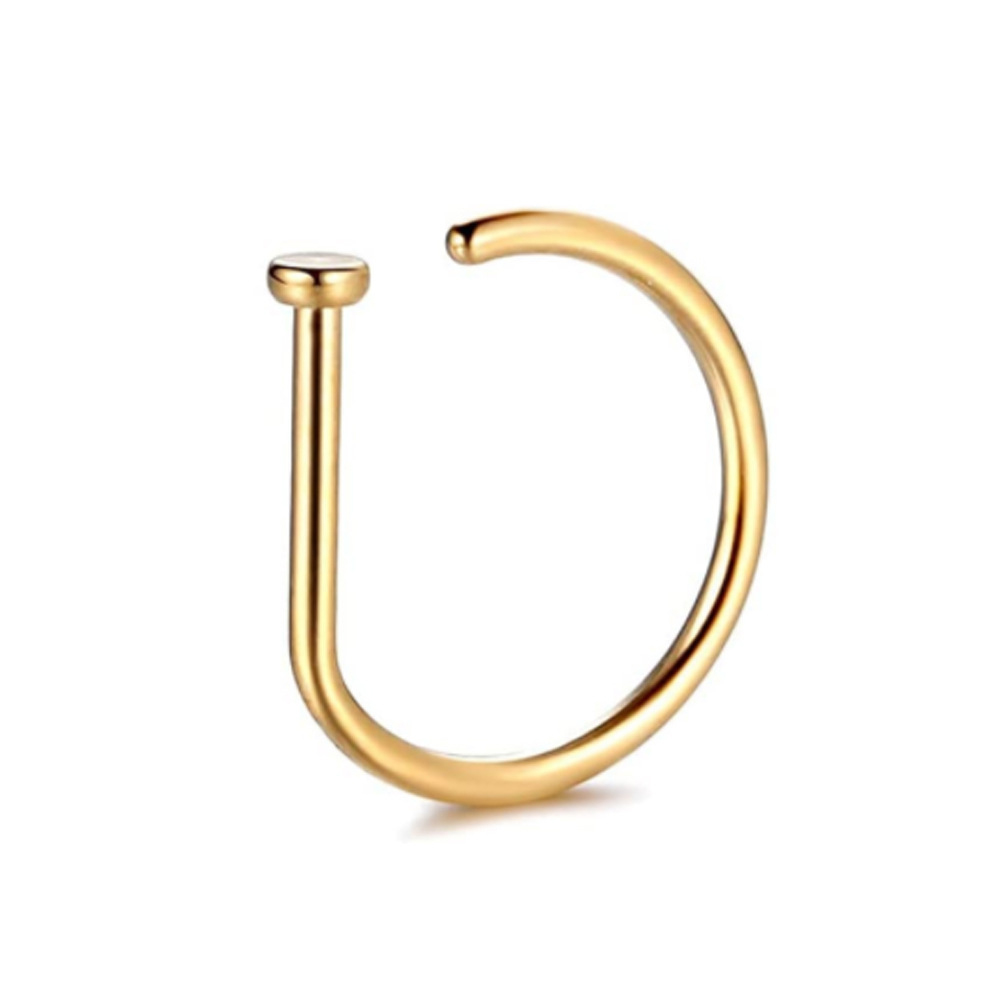 1PC 女性男性偽鼻リング D 形状湾曲したバーベル鼻フープ - Body Jewelry Nose Ring のレビューと価格