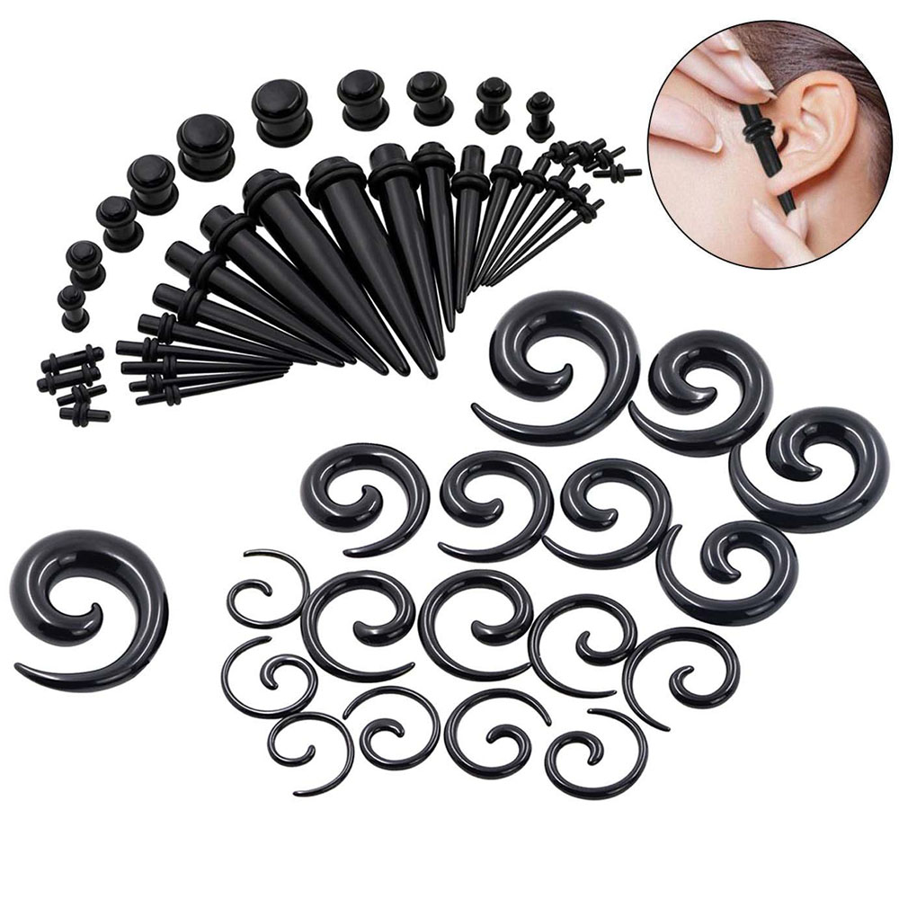 1 セット耳テーパーキット黒耳スパイラルエキスパンダー耳栓セ - Body Jewelry Ear Plugs のレビューと価格
