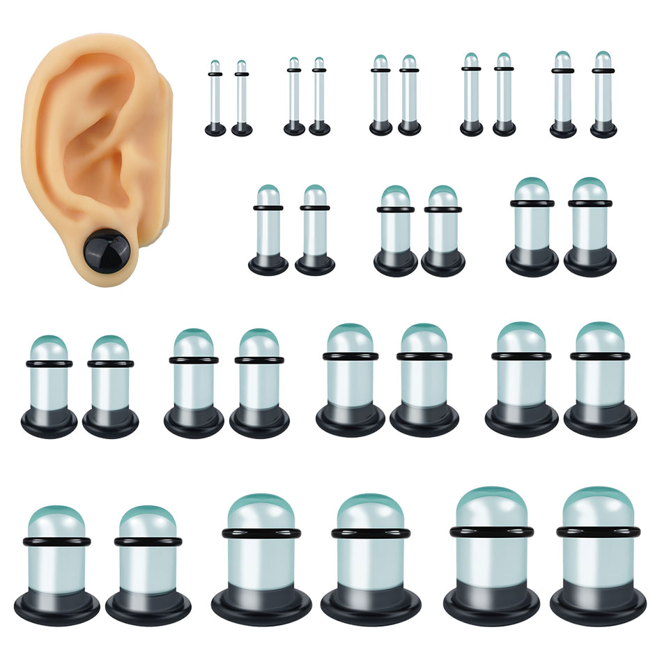 2 個ガラス耳ゲージストレッチキットショートテーパーエキスパ - Body Jewelry Ear Plugs のレビューと価格