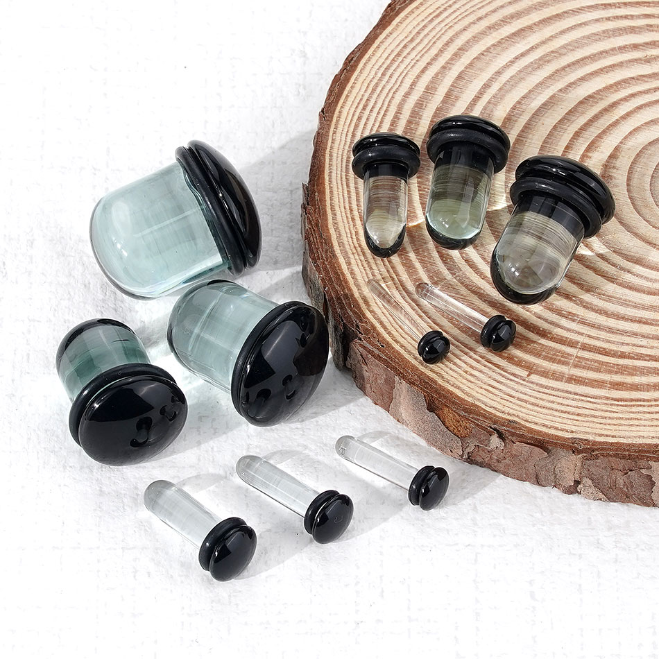 2 個ガラス耳ゲージストレッチキットショートテーパーエキスパ - Body Jewelry Ear Plugs のレビューと価格