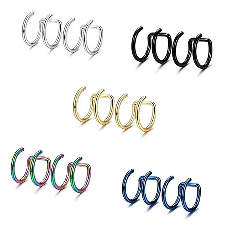 2個セット 316Lステンレス製 クリップ式イヤーカフ ヘリ - Body Jewelry Lip Ring のレビューと価格