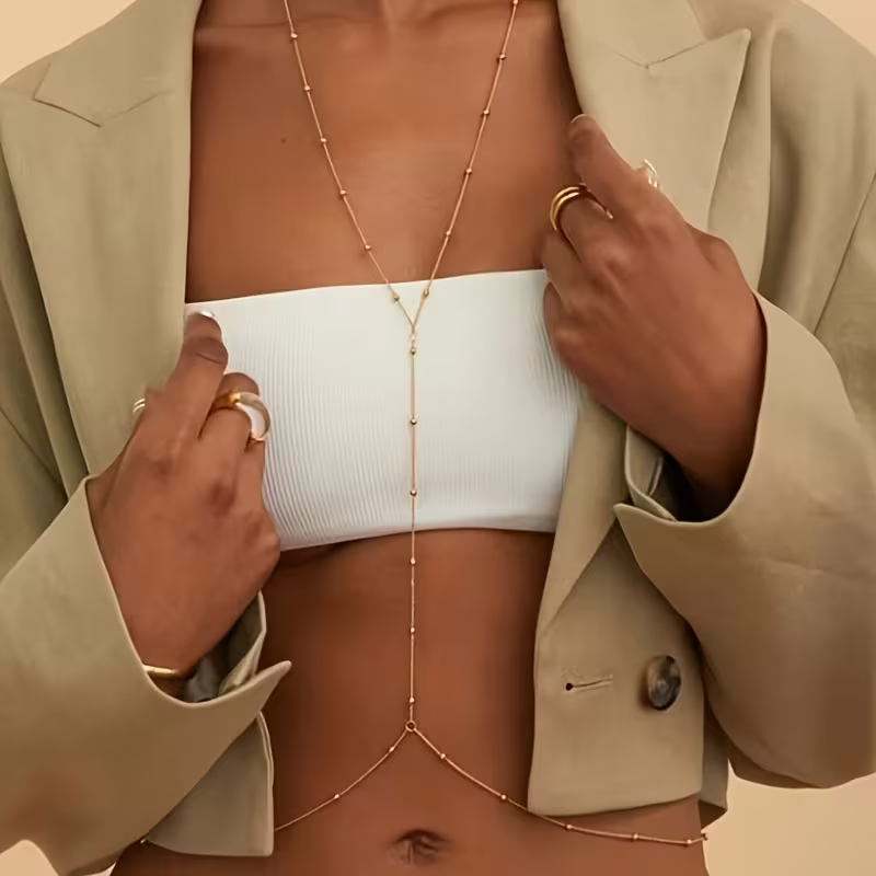 ファッションシンプルなビーズチェーンボヘミアン女性のボディチ - Body Jewelry Chain のレビューと価格