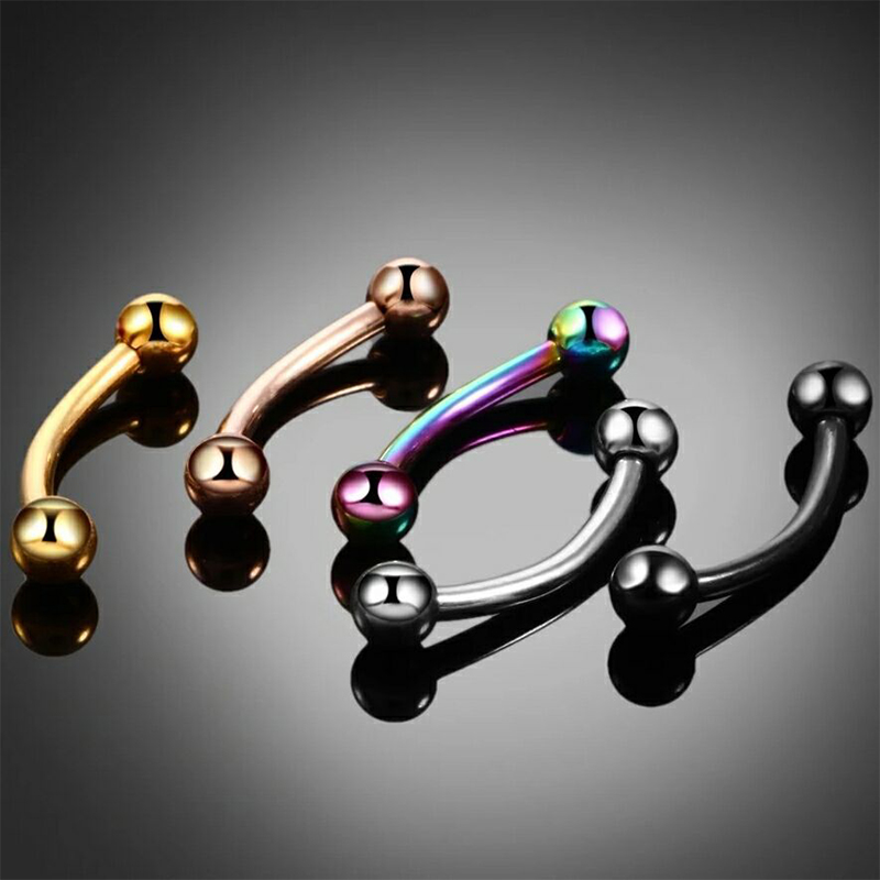 スチールアイブロウバナナパンピアス、湾曲したバーベル、リップ - Rook Curved Barbell のレビューと価格