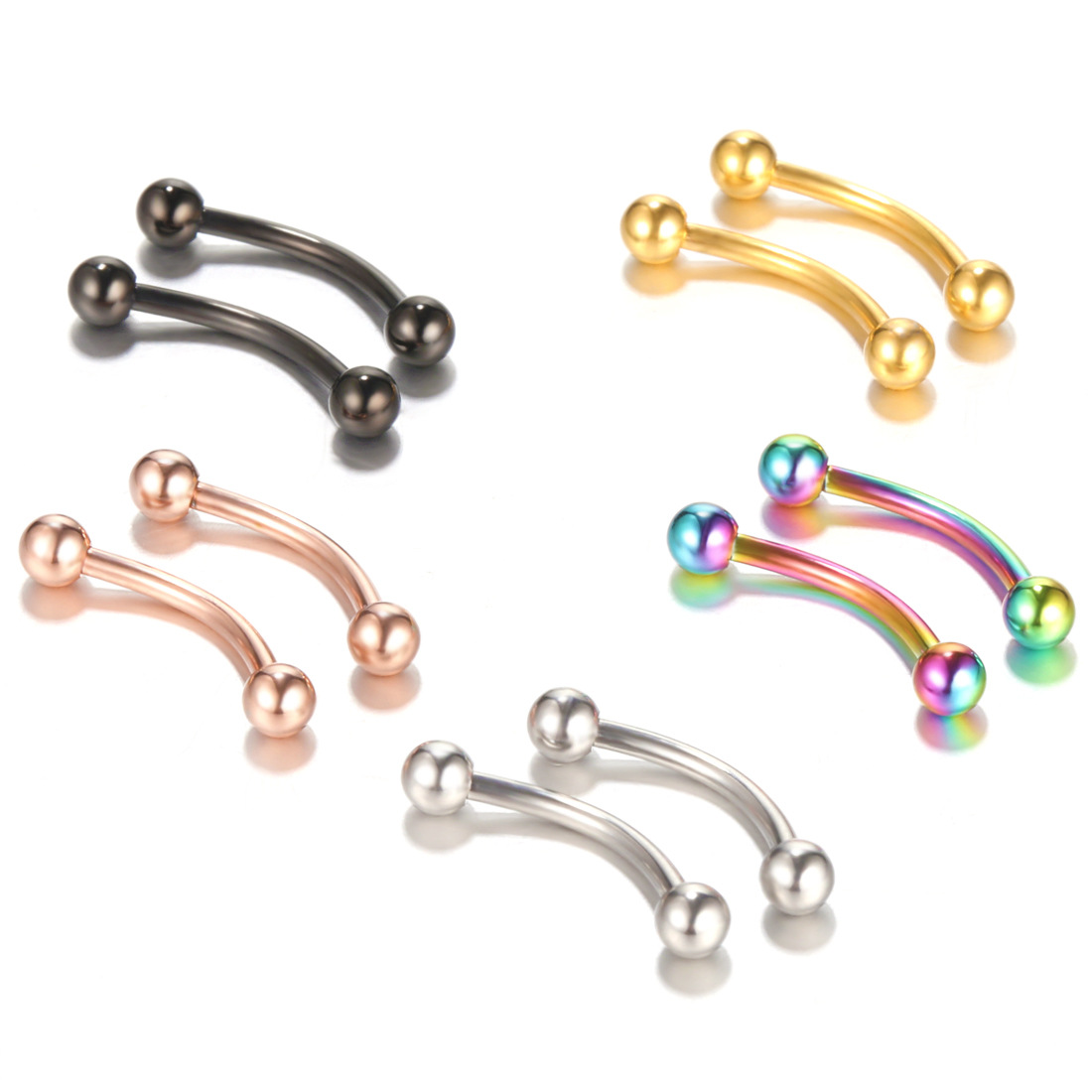 スチールアイブロウバナナパンピアス、湾曲したバーベル、リップ - Rook Curved Barbell のレビューと価格