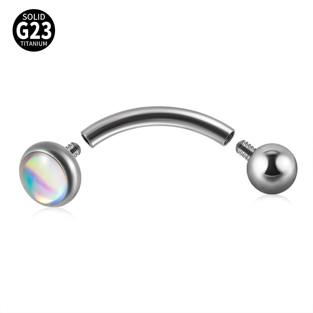 スネークピアス,キュービックジルコニア,16g,1ピース,ジ - Rook Curved Barbell のレビューと価格