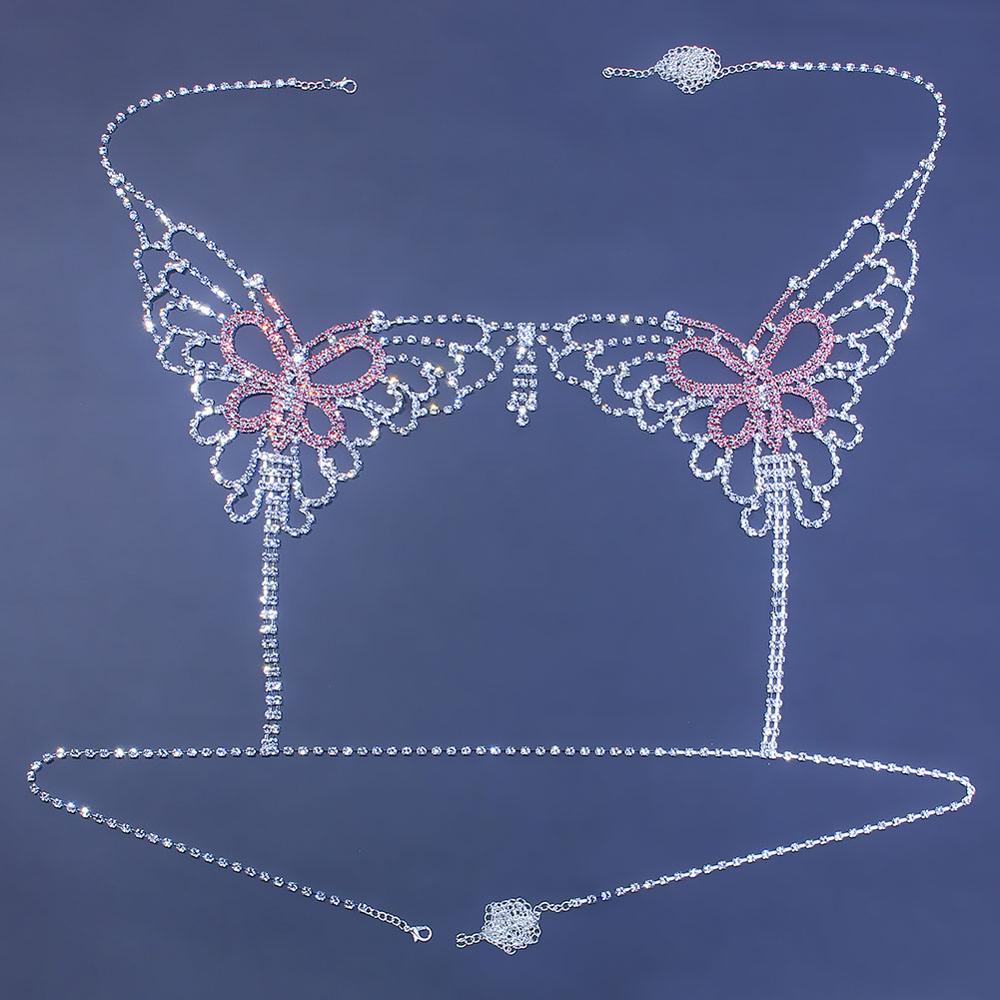 セクシーな蝶ラインストーンチェーンボディランジェリーセット女 - Body Jewelry Art のレビューと価格