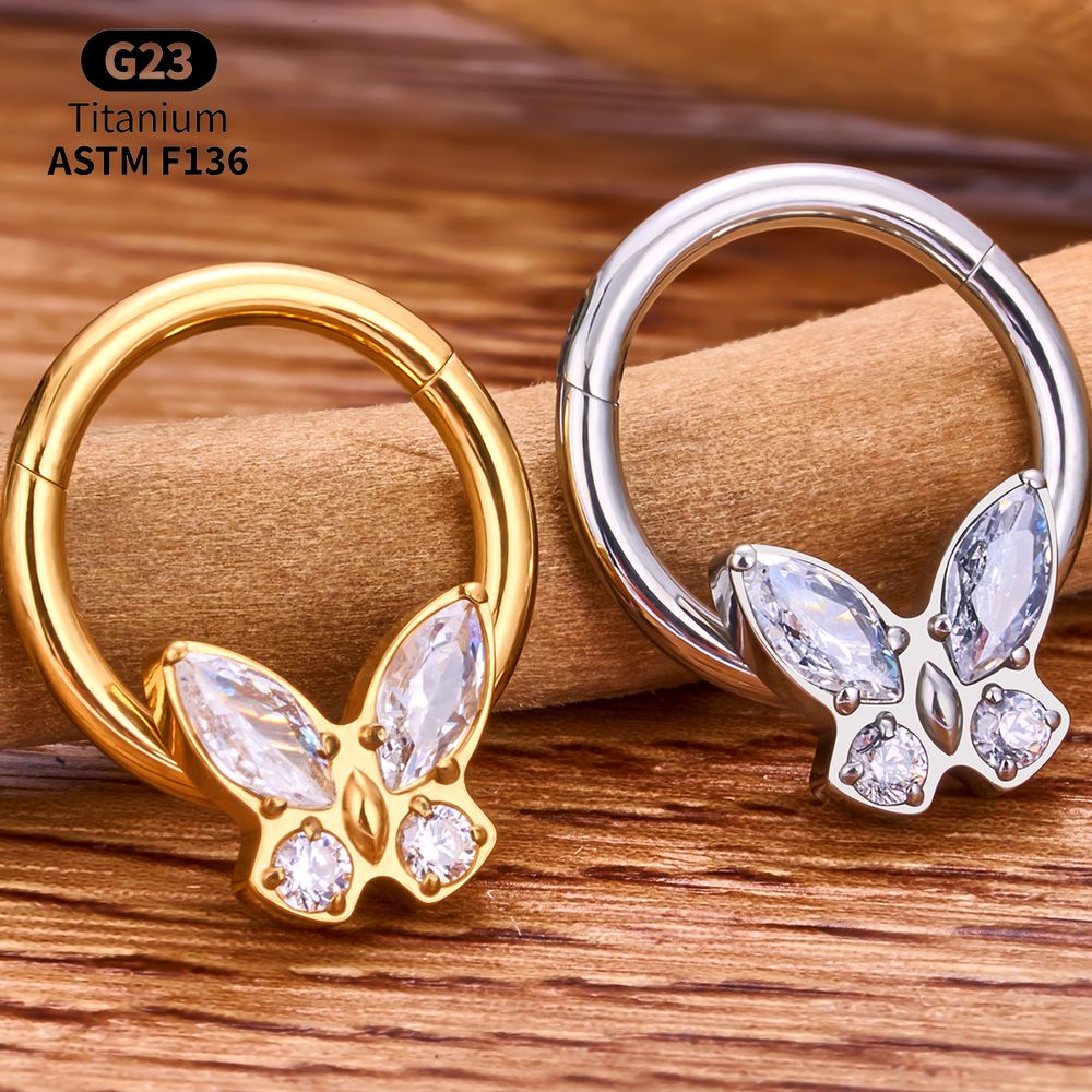 G23チタン製クリッカーフープセット、セプタムリング、スネー - Body Jewelry Vertical Labret のレビューと価格
