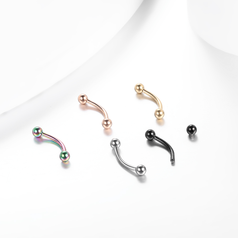 10 ピース/ロット G23 チタン眉毛バナナピアスリング湾 - Rook Curved Barbell のレビューと価格