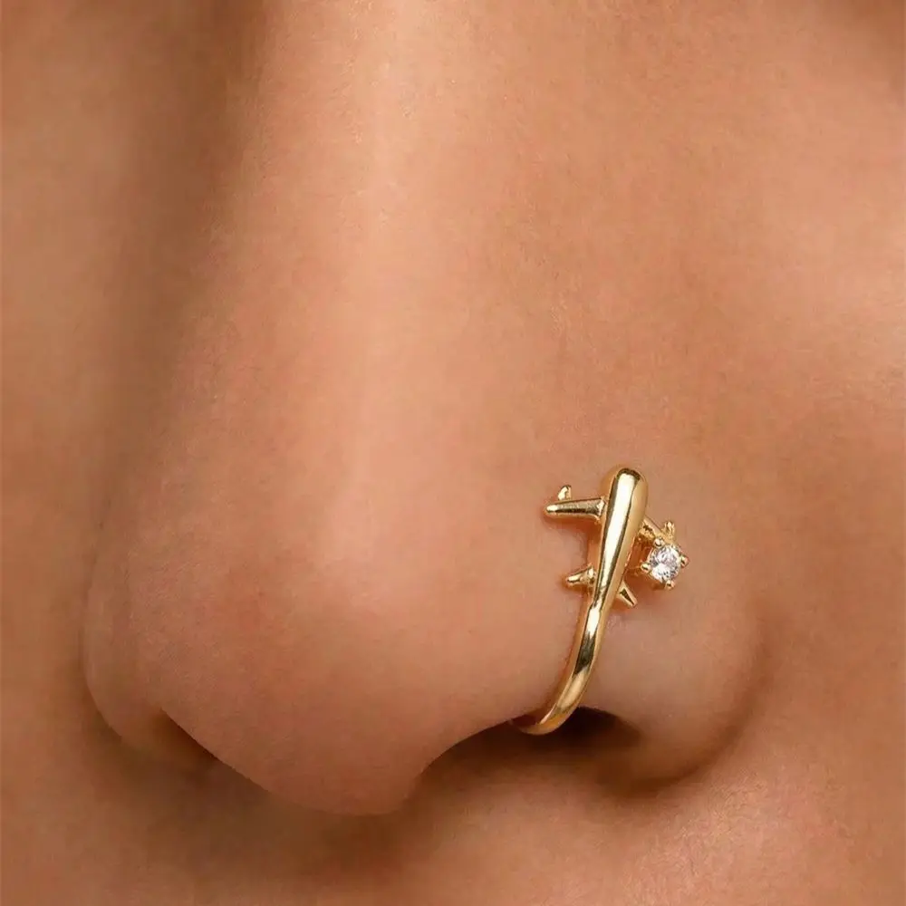 1PC 飛行機デザインノーピアス鼻クリップ日常着用パーティー - Body Jewelry Hot のレビューと価格