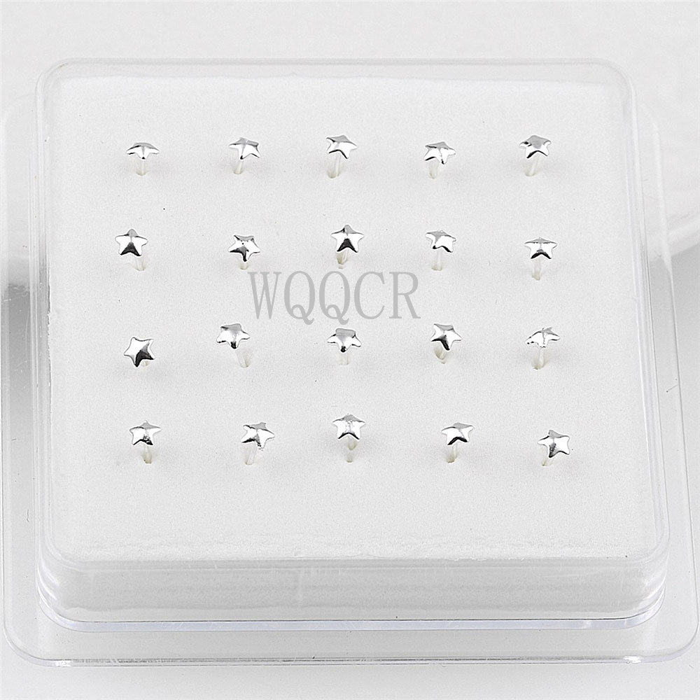 20個/箱 フロスト加工 星型ノーズネイル 10mm ボール - Body Jewelry Jewelry Box のレビューと価格