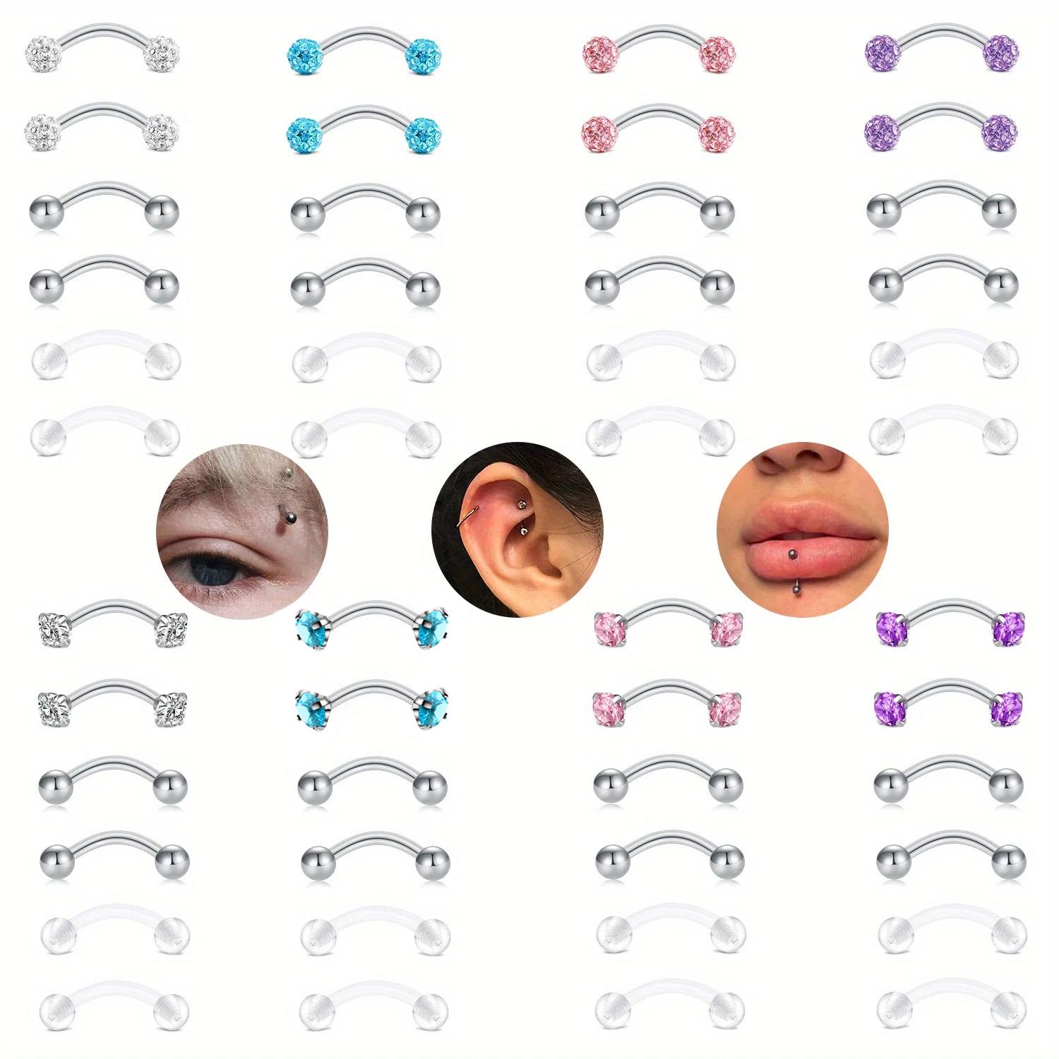 6点/セットの優雅でかわいい16 Gアークバーベル眉環ステン - Rook Curved Barbell のレビューと価格