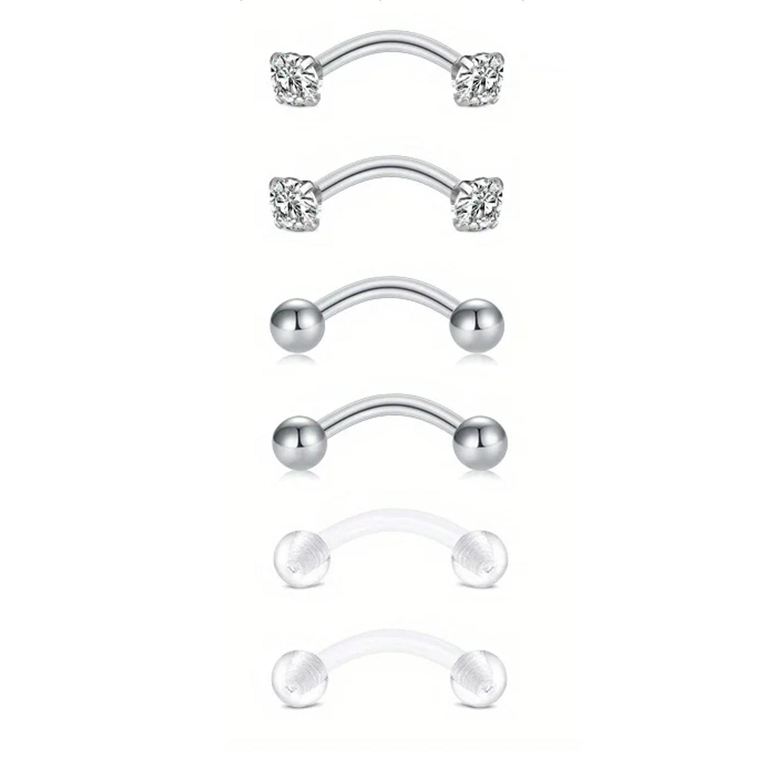 6点/セットの優雅でかわいい16 Gアークバーベル眉環ステン - Rook Curved Barbell のレビューと価格
