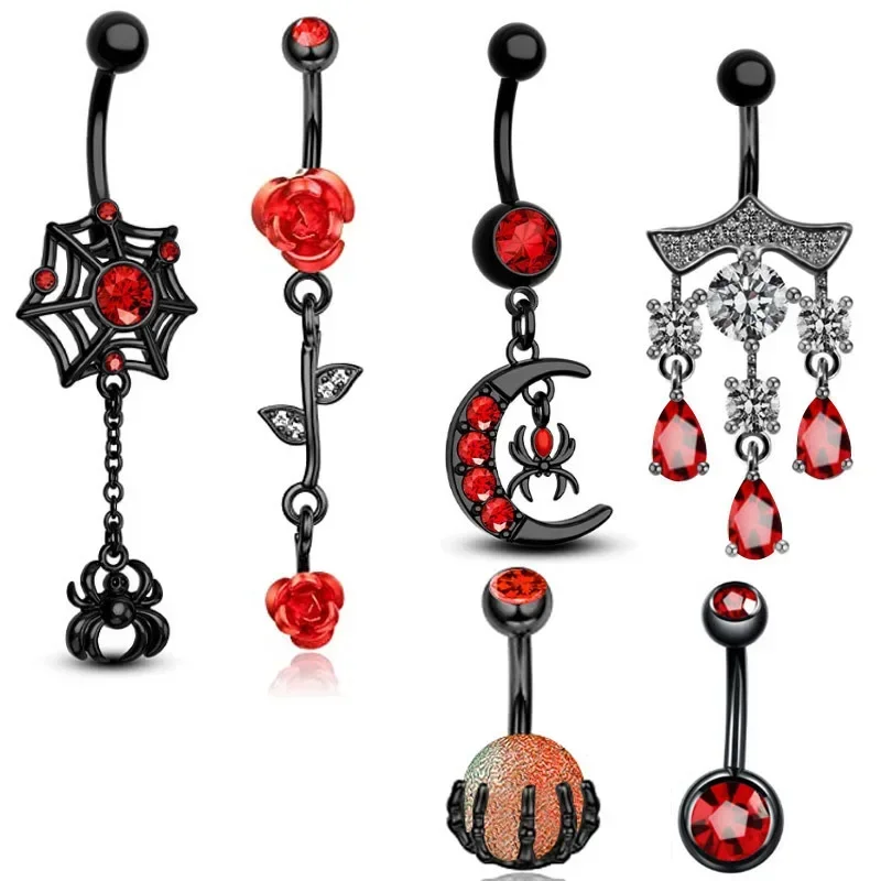 人格ハート型へそリングバットベリーピアスホットガールダークシ - Body Jewelry Hot のレビューと価格