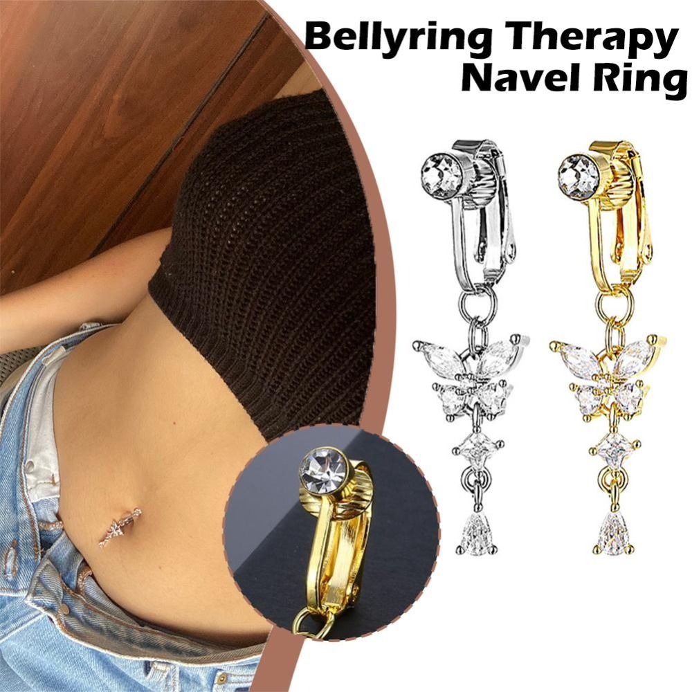 蝶のデザインクリップ式へそピアス ジルコン銅/合金素材 フェ - Body Jewelry Materials のレビューと価格
