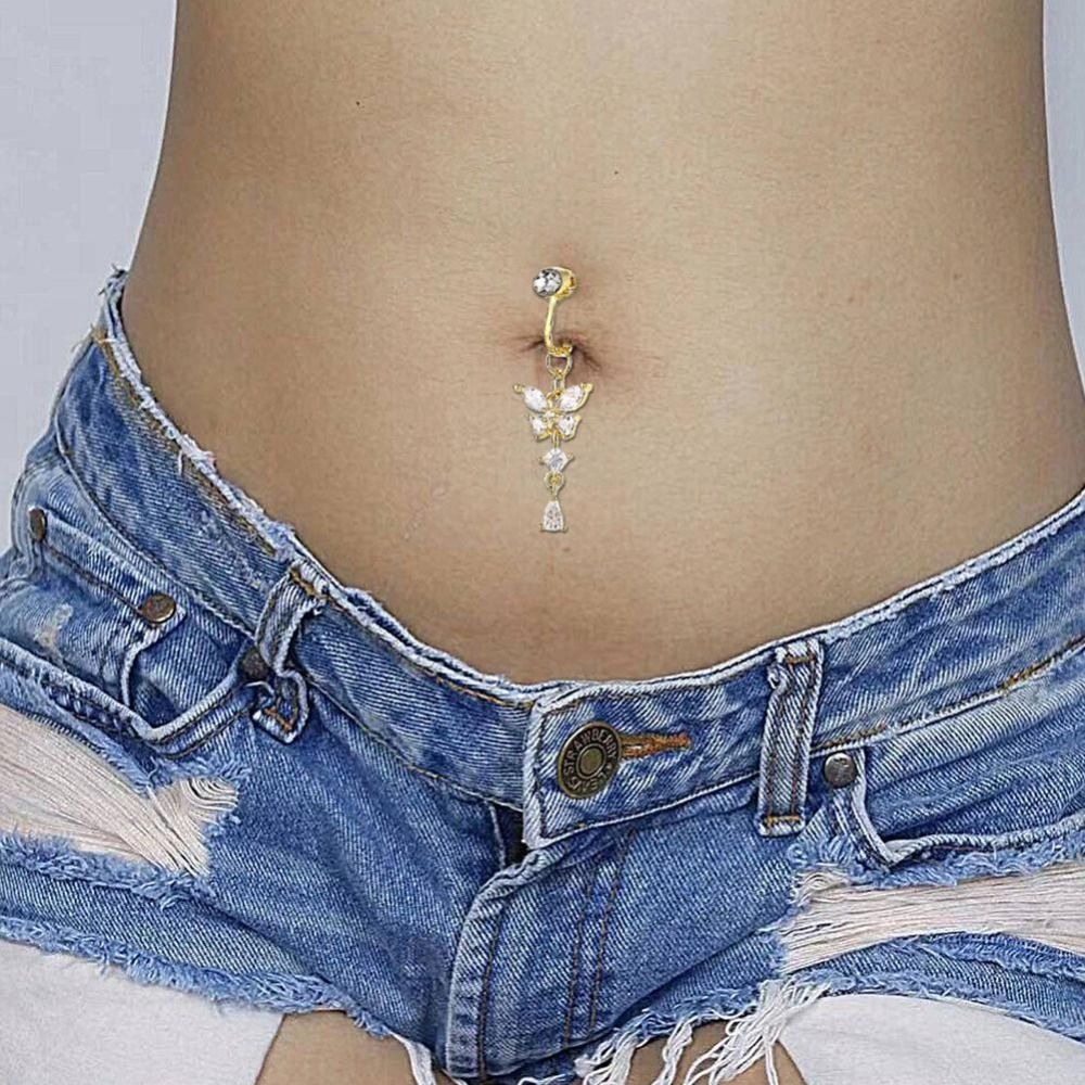 蝶のデザインクリップ式へそピアス ジルコン銅/合金素材 フェ - Body Jewelry Materials のレビューと価格