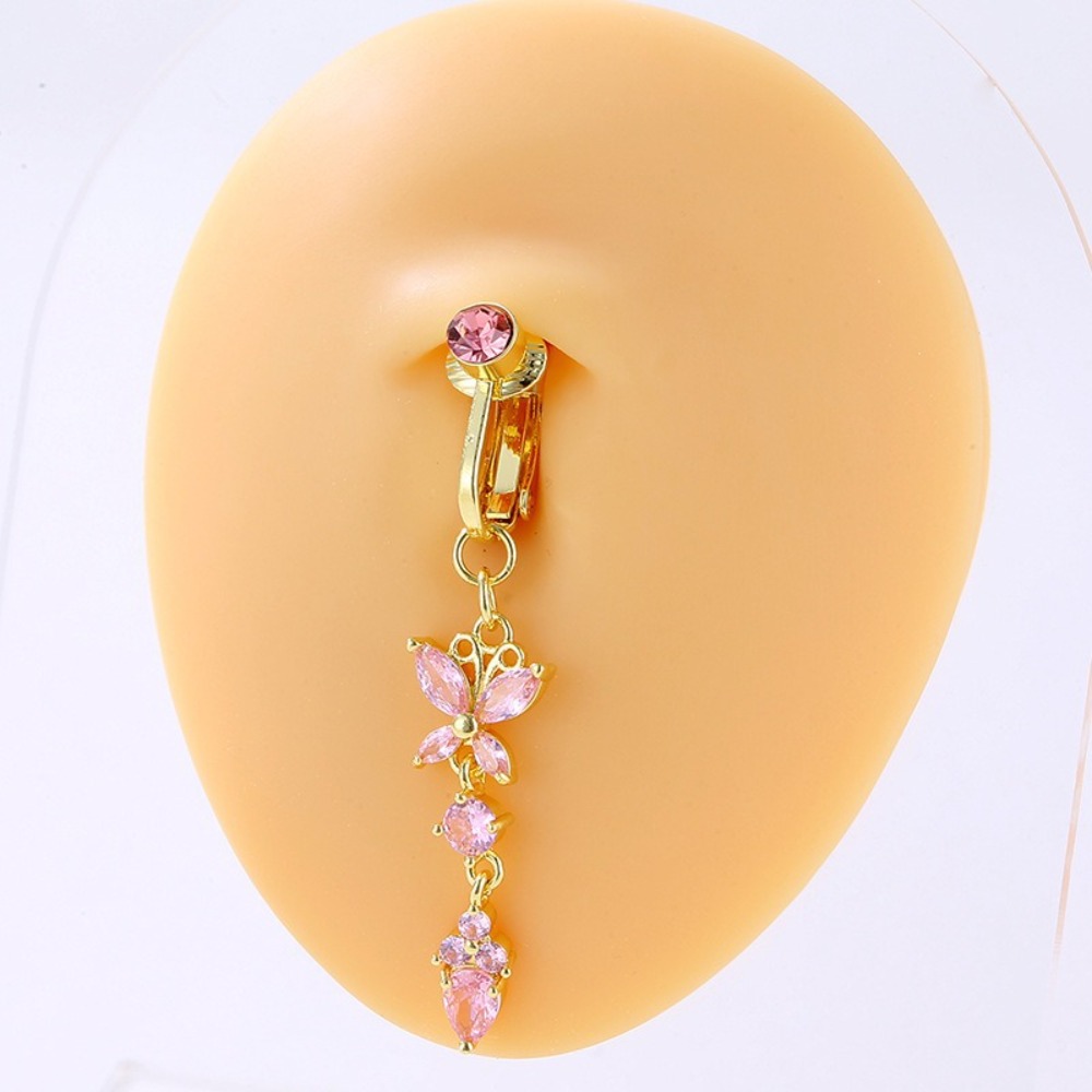 蝶のデザインクリップ式へそピアス ジルコン銅/合金素材 フェ - Body Jewelry Materials のレビューと価格