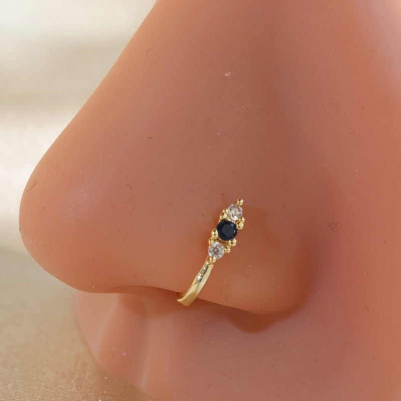 真鍮製のブルージルコンノーズクリップ1個セット、女性用ボヘミ - Body Jewelry Materials のレビューと価格