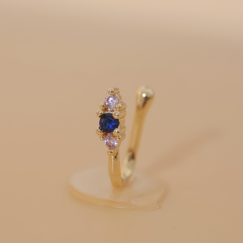 真鍮製のブルージルコンノーズクリップ1個セット、女性用ボヘミ - Body Jewelry Materials のレビューと価格