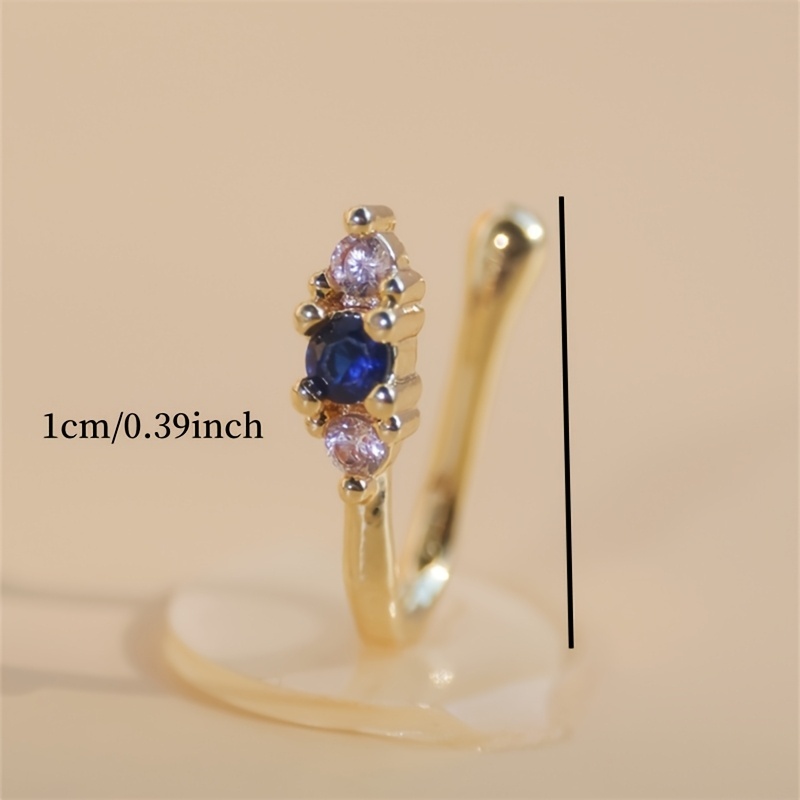 真鍮製のブルージルコンノーズクリップ1個セット、女性用ボヘミ - Body Jewelry Materials のレビューと価格