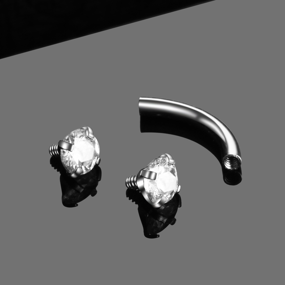 1PC 鋼湾曲バーベルピアス CZ 宝石眉毛珠ヘリックスリン - Rook Curved Barbell のレビューと価格