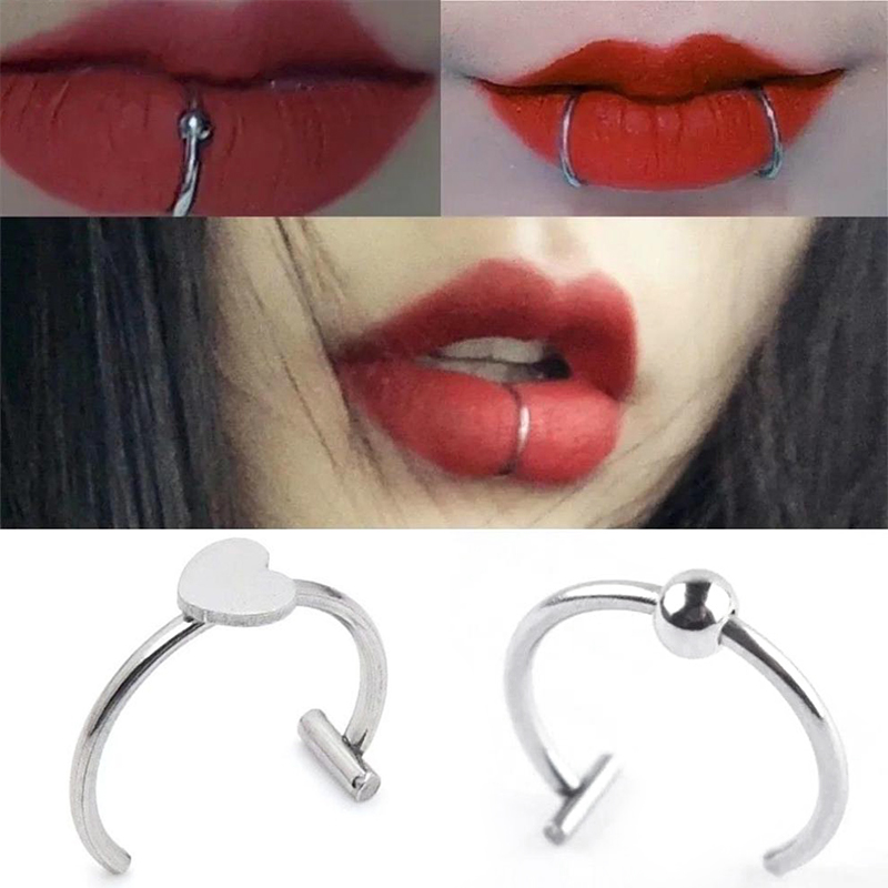 1個 ステンレス製 フェイクノーズリング フープ セプタムリ - Body Jewelry Lip Ring のレビューと価格