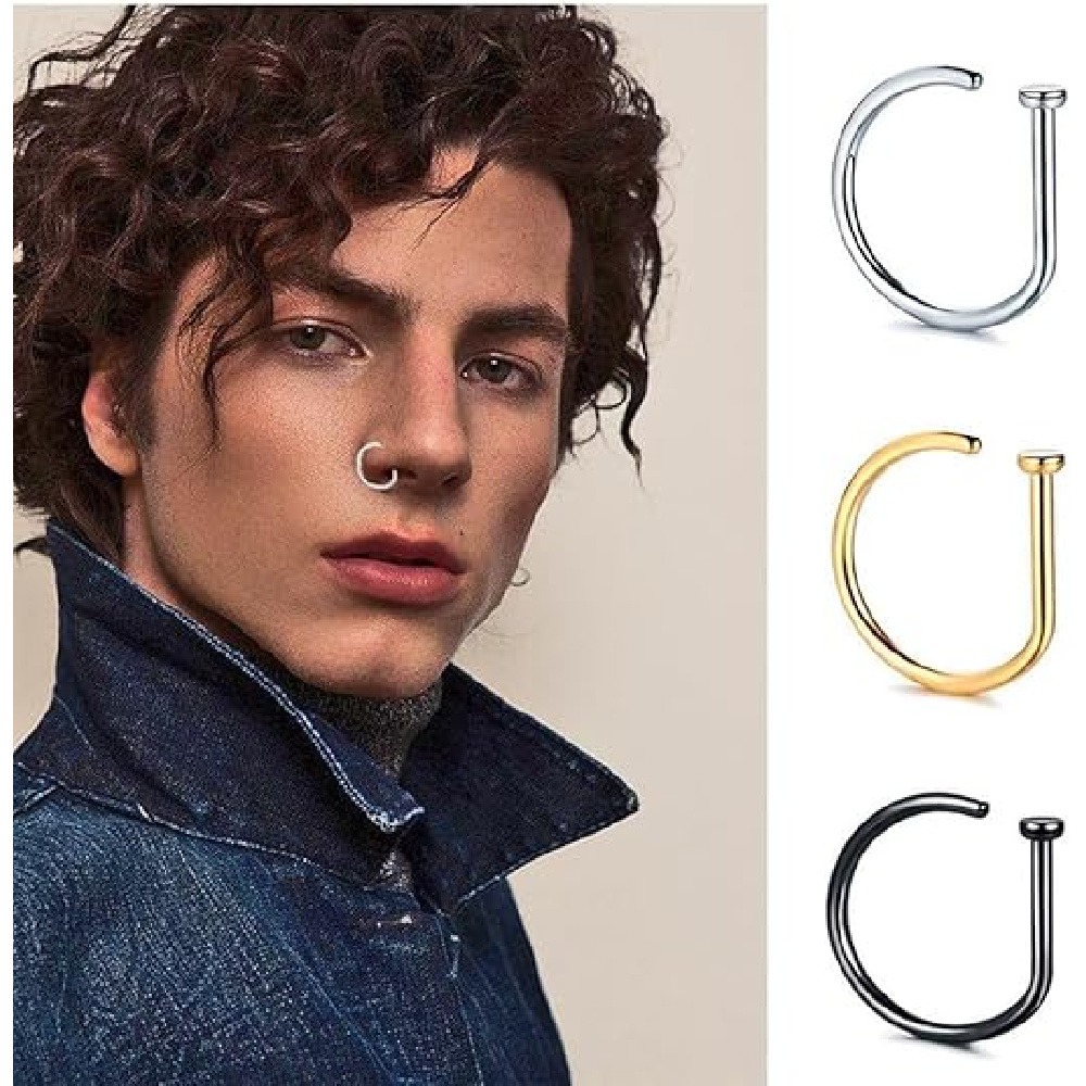 4個セット ノンピアス D型ノーズリング フェイクノーズカフ - Body Jewelry Nose Ring のレビューと価格