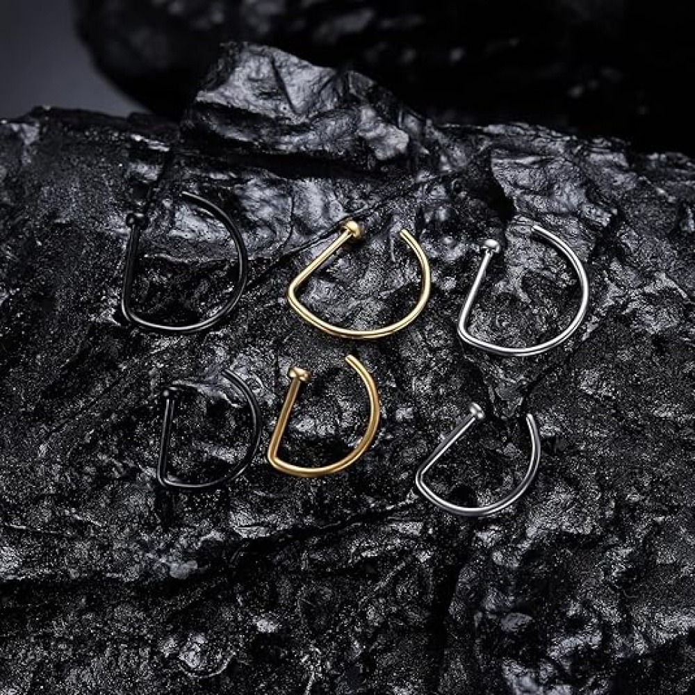 4個セット ノンピアス D型ノーズリング フェイクノーズカフ - Body Jewelry Nose Ring のレビューと価格