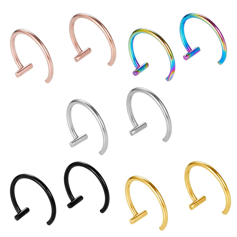 18Gサージカルスチール製リップリング、ハーフフープイヤリン - Body Jewelry Lip Ring のレビューと価格