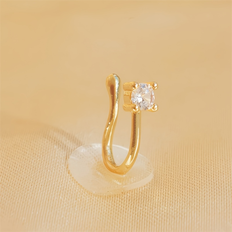 1ピース ラウンドジルコン 非穿孔ノーズリング 女性用 真鍮 - Body Jewelry Materials のレビューと価格