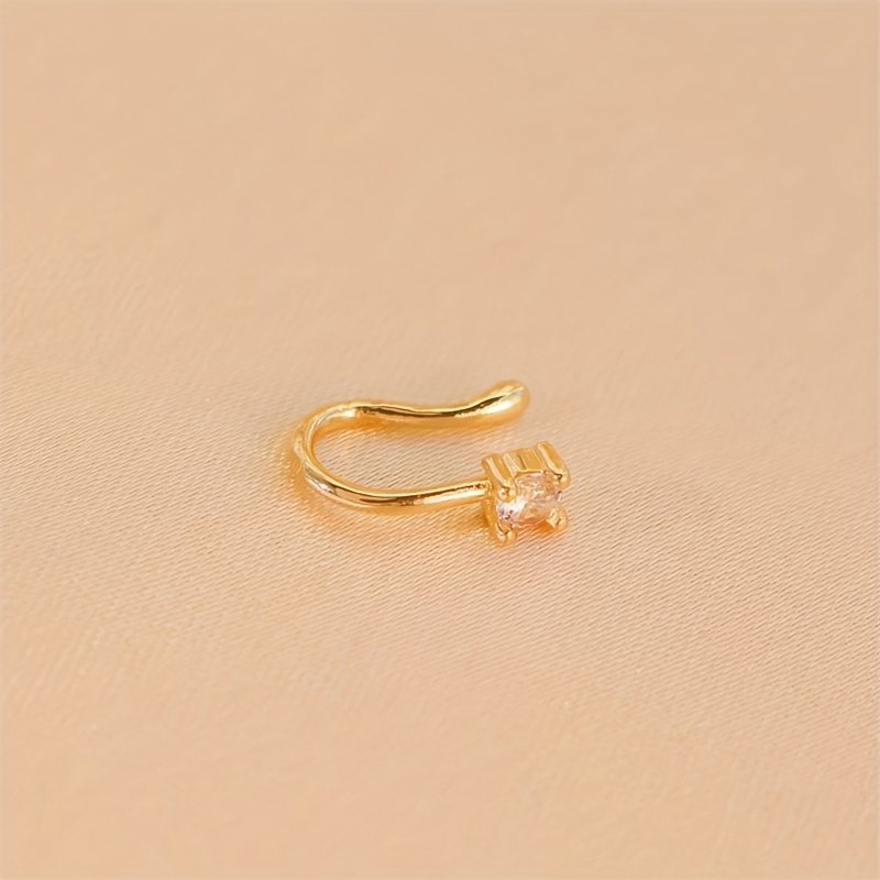 1ピース ラウンドジルコン 非穿孔ノーズリング 女性用 真鍮 - Body Jewelry Materials のレビューと価格