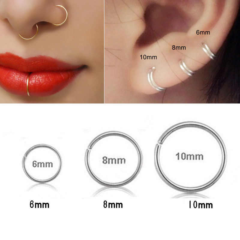 女性用シルバーノーズリング,ジュエリー,ピアス,軟骨,耳珠, - Body Jewelry Lip Ring のレビューと価格