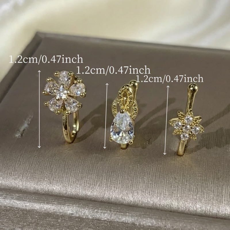 3ピースのフレンチスタイルのミニマルで多用途なノーズクリップ - Body Jewelry Materials のレビューと価格