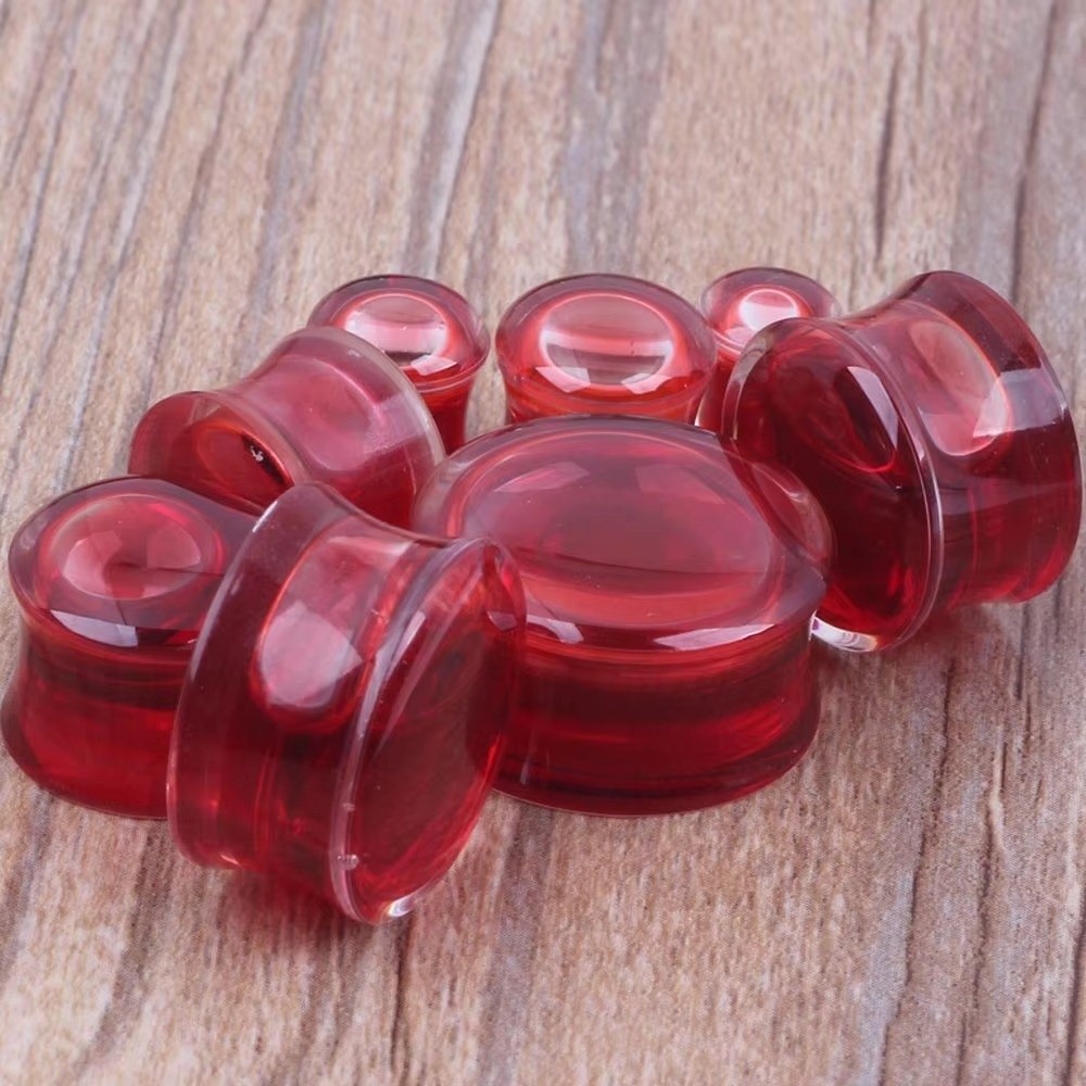 ダブルサドルイヤープラグジュエリー 透明アクリル製 液体入り - Body Jewelry Ear Plugs のレビューと価格