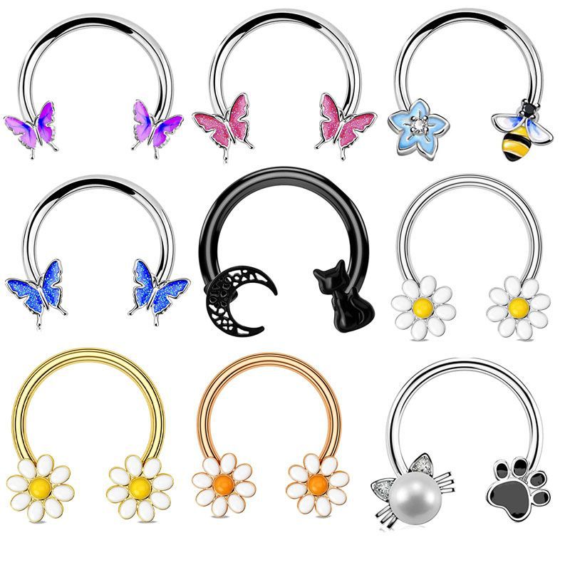 16G セプタムリング ダイスピアス サージカルスチール 軟 - Body Jewelry Nose Ring のレビューと価格
