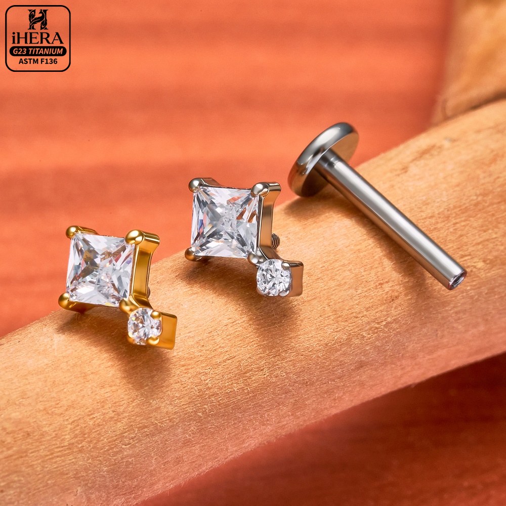 G23チタン製ラブレットセグメントハートエッフェル塔スタッド - Body Jewelry Vertical Labret のレビューと価格