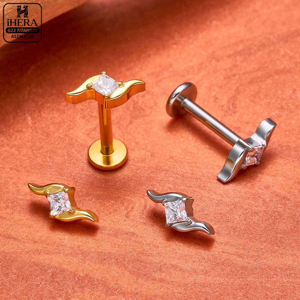 G23チタン製ラブレットセグメントハートエッフェル塔スタッド - Body Jewelry Vertical Labret のレビューと価格