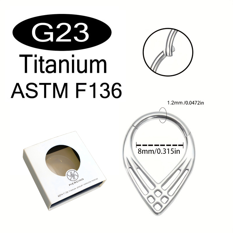 G 23チタン合金メッシュ水滴形鼻中隔リングクリック器軟骨ピ - Body Jewelry Jewelry Box のレビューと価格