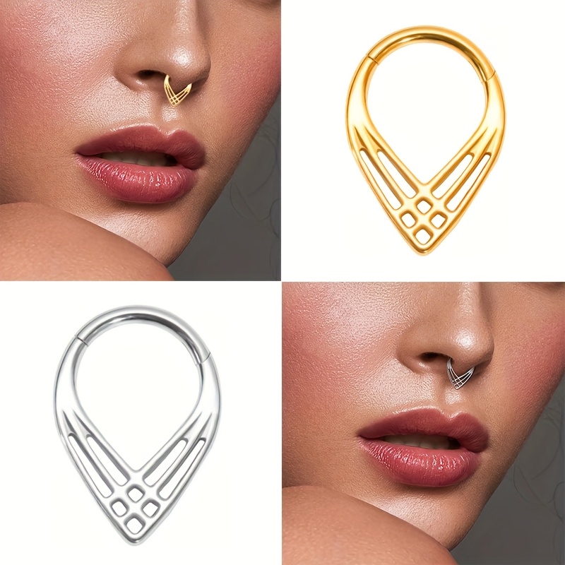 G 23チタン合金メッシュ水滴形鼻中隔リングクリック器軟骨ピ - Body Jewelry Jewelry Box のレビューと価格
