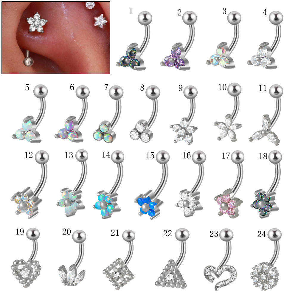 1個g23チタン16gクリスタルフラワーロークピアスオプルア - Rook Curved Barbell のレビューと価格