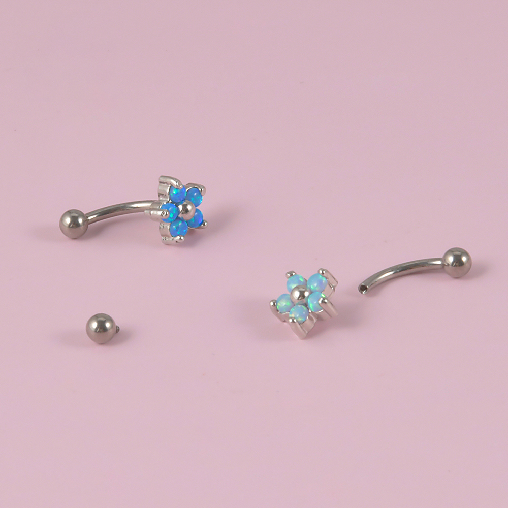 1個g23チタン16gクリスタルフラワーロークピアスオプルア - Rook Curved Barbell のレビューと価格