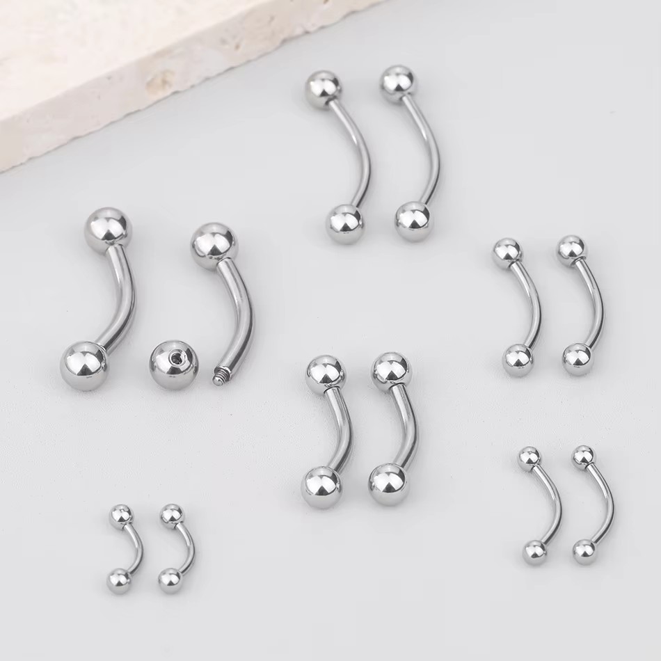 1Pc チタンピアス湾曲バーベル眉毛リングバナナピアス内外糸 - Rook Curved Barbell のレビューと価格