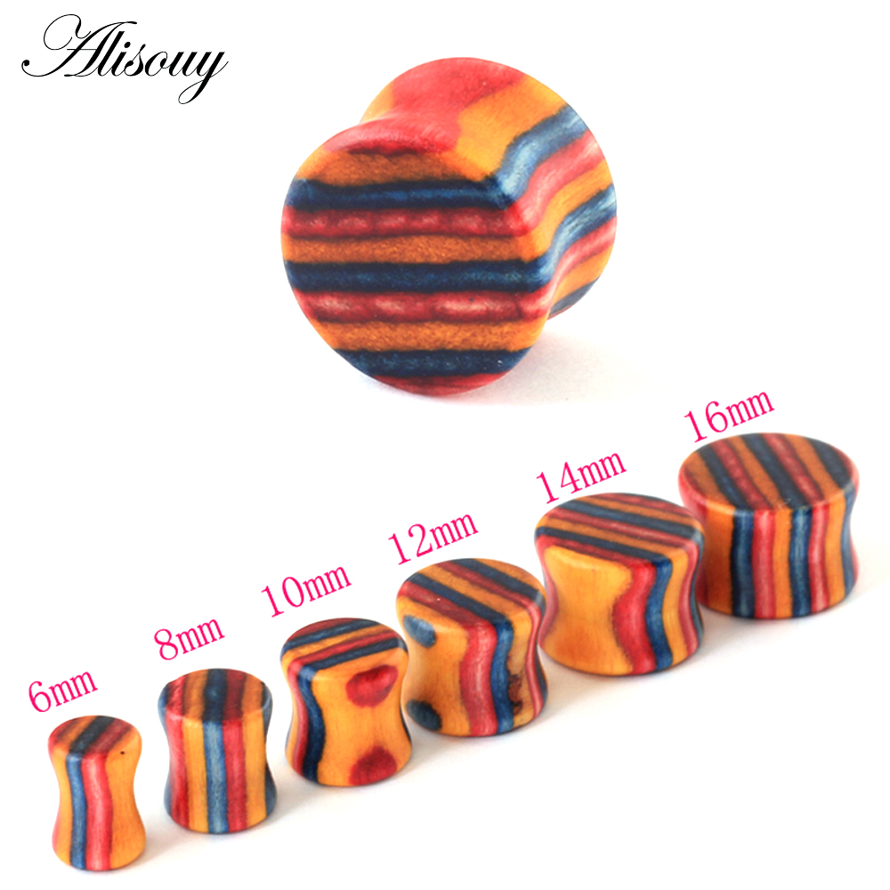 1PC ファッション耳栓木製フレッシュトンネルサドル耳ゲージ - Body Jewelry Ear Plugs のレビューと価格