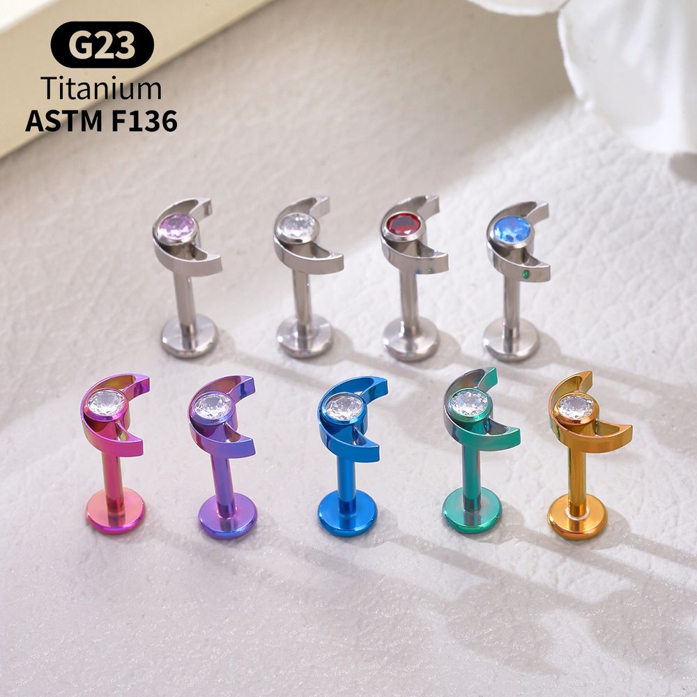 G23チタン製スタームーンラブレットロット、インターナルネジ - Body Jewelry Vertical Labret のレビューと価格